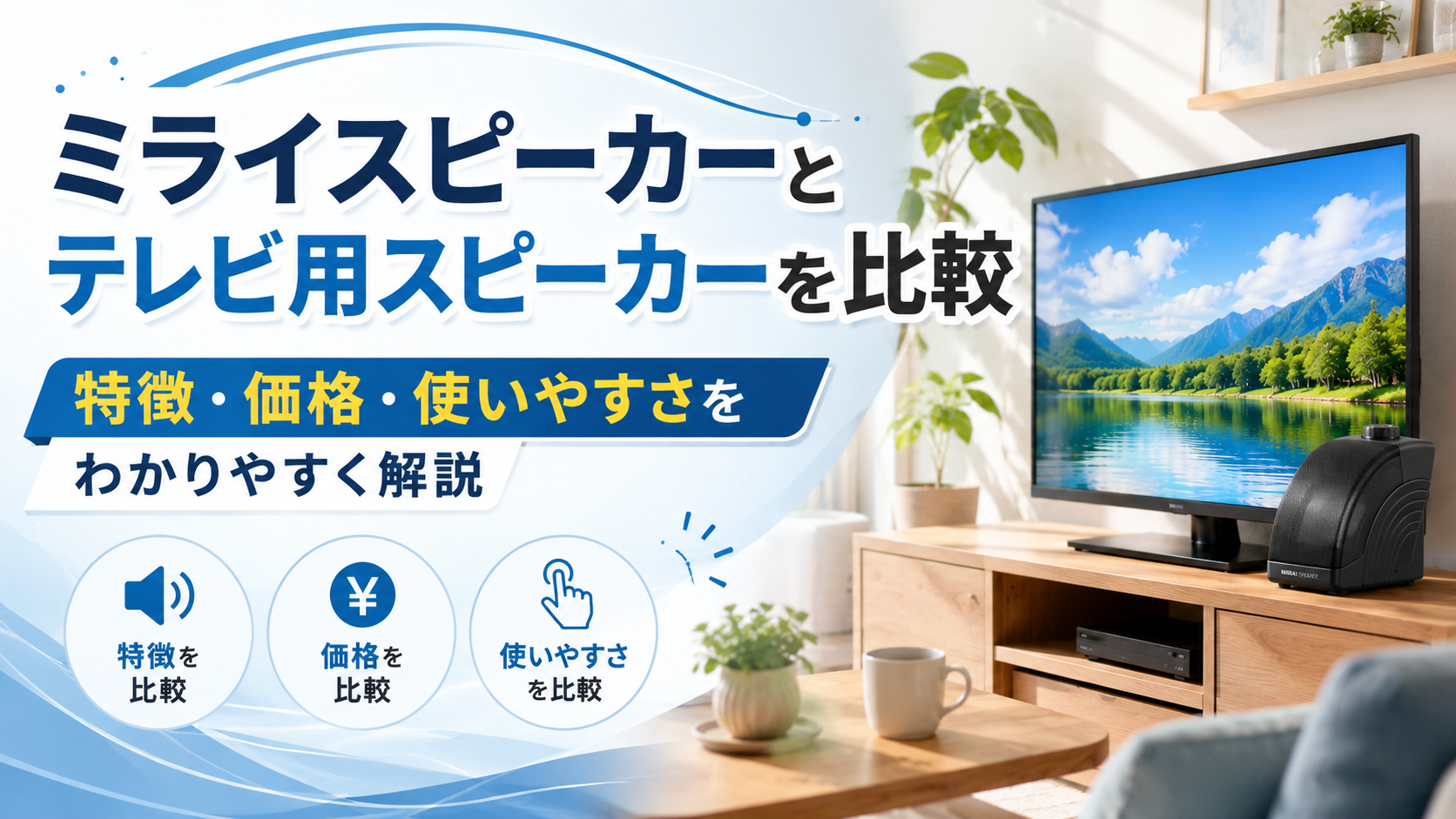 ミライスピーカーとテレビ用スピーカーを比較
特徴・価格・使いやすさを解説