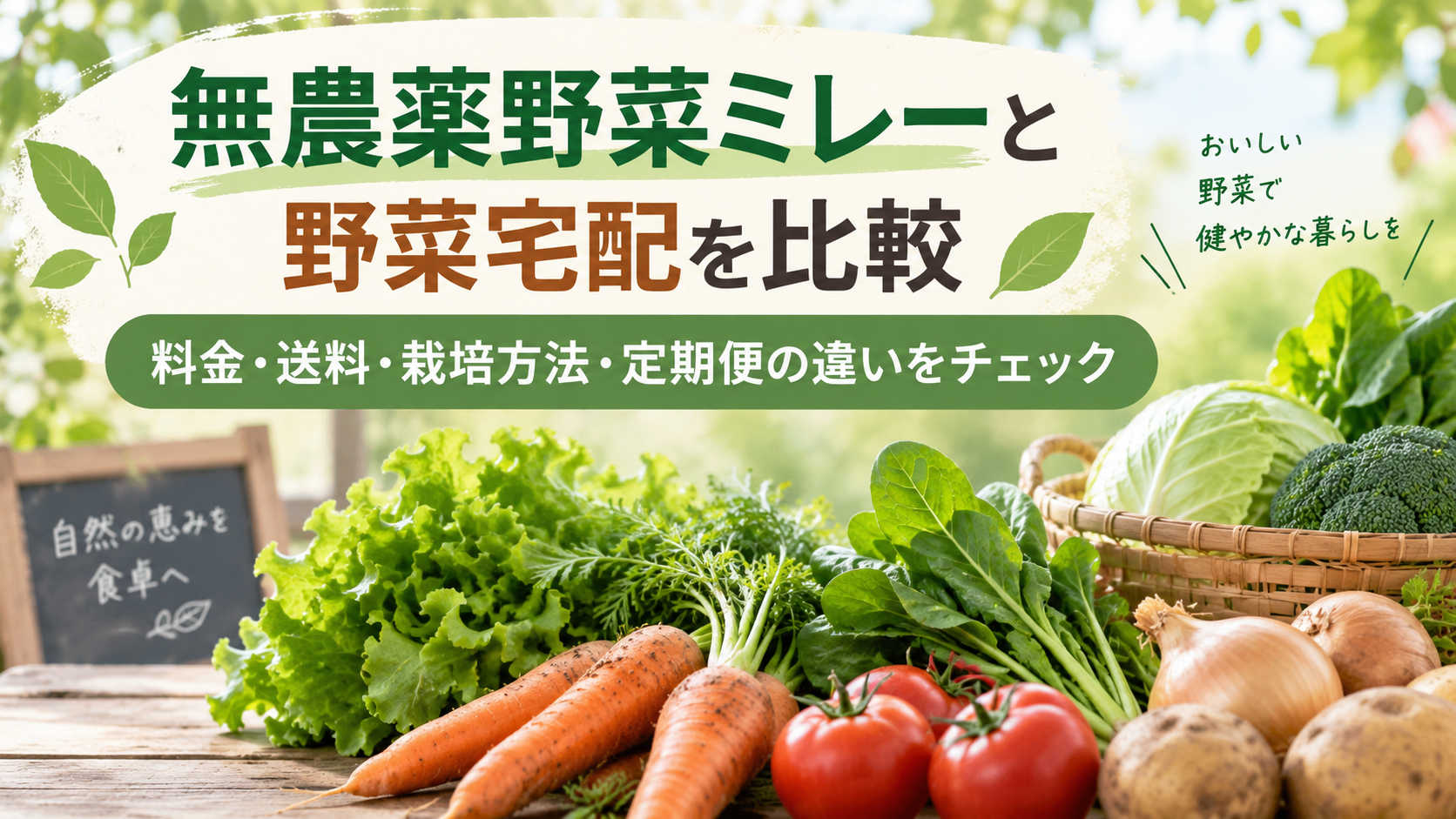 無農薬野菜ミレーと他社の野菜宅配を比較
料金・送料・栽培方法・変更や休止のしやすさを解説